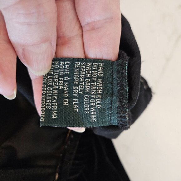 LAUREN Ralph Lauren Green Tag Black Velvet Pants Trouser Stretch Pull On Medium - Picture 8 of 8